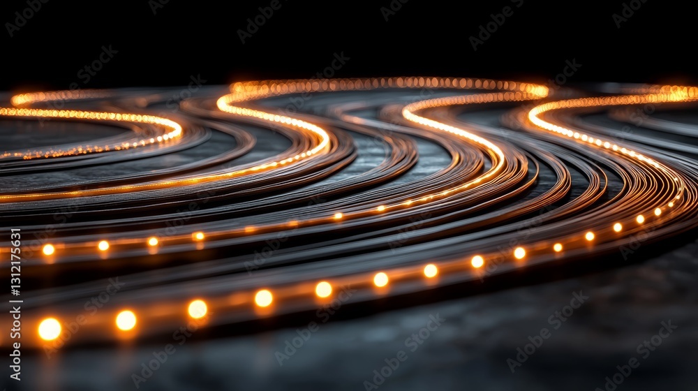 Fototapeta premium Glowing Wires Illuminate Data Pathways in Abstract Technology Display