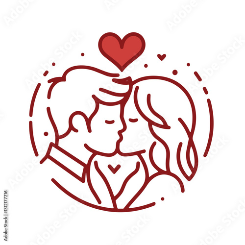 Couple kissing with heart symbolizing love and romance
