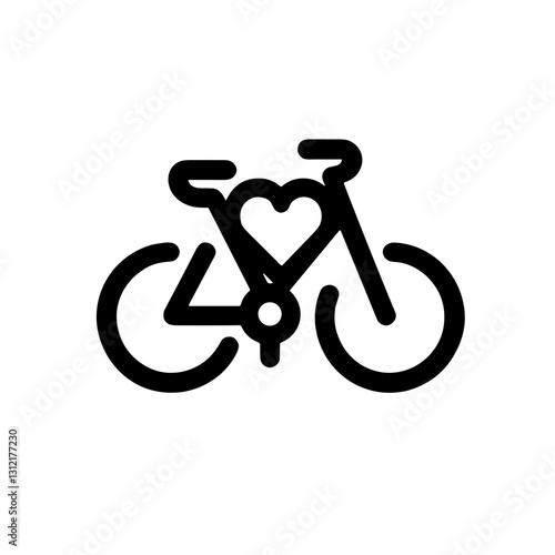 Bicycle with heart symbol representing love for cycling