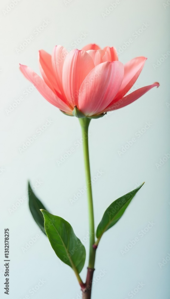 Single flower in soft focus on a plain white background, bloom, petal, blossom