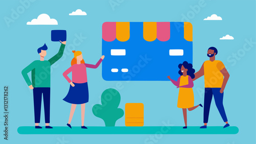 These descriptions aim to illustrate various engaging scenarios where the giant credit card serves as a helpful and amusing presence in a retail environment.