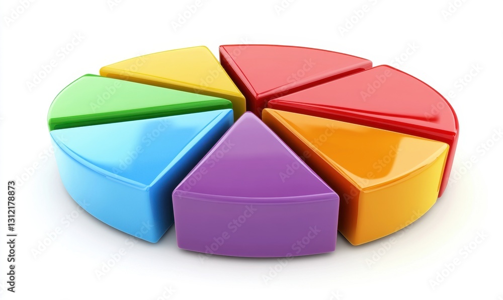 Obraz premium 3D colorful pie chart on white for business reports and presentations