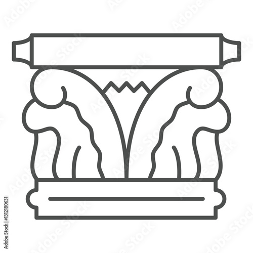 Marble decor column thin line icon, exhibition concept. Vector graphics. Statue ceramic gypsum sign on white background, outline style icon for mobile or web design.