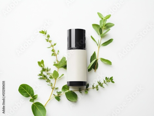 Wallpaper Mural Natural skincare product bottle surrounded by fresh herbs Torontodigital.ca