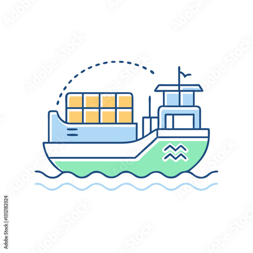 Barge icon, symbolizing water transport, cargo shipping, and industry
