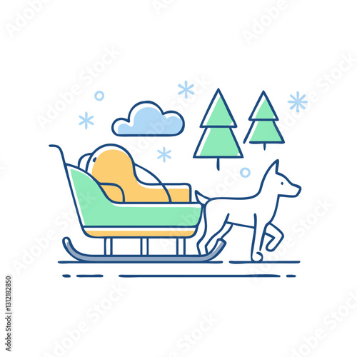 Dog sled icon, symbolizing winter adventures, traditions, and nature