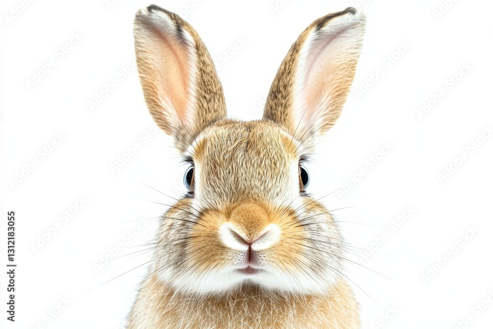 Fototapeta premium Realistic Close-Up Illustration of a Brown Rabbit with Detailed Features and Expressions