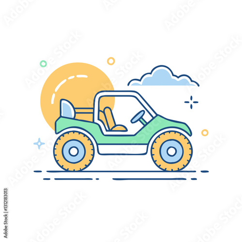 Dune buggy icon, symbolizing adventure, speed, and off-road trips