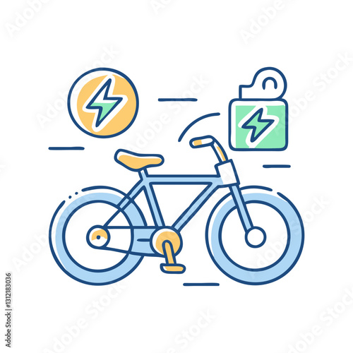 Electric bike icon, symbolizing eco-friendliness, mobility, and active lifestyle