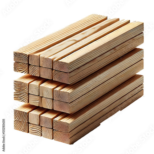 Isolated 2x4 wood boards isolated on white background