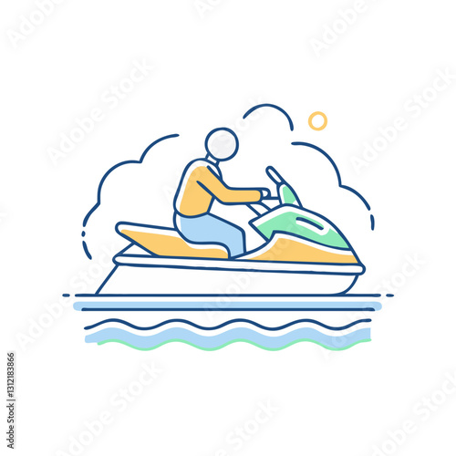 Jetski icon, symbolizing water adventures, speed, and extreme