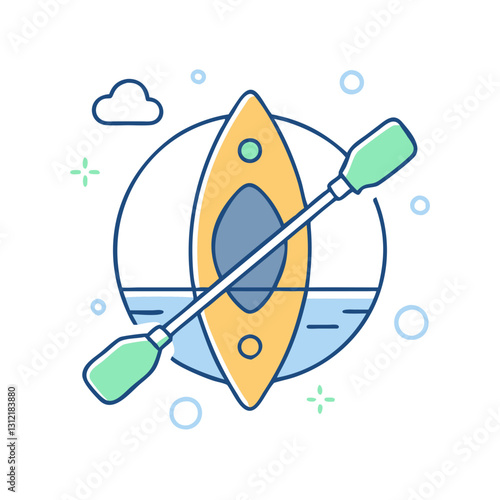 Kayak icon, symbolizing water adventures, sports, and nature