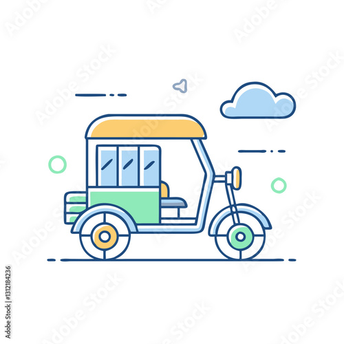 Rickshaw icon, symbolizing traditions, urban rides, and eco-friendly transport