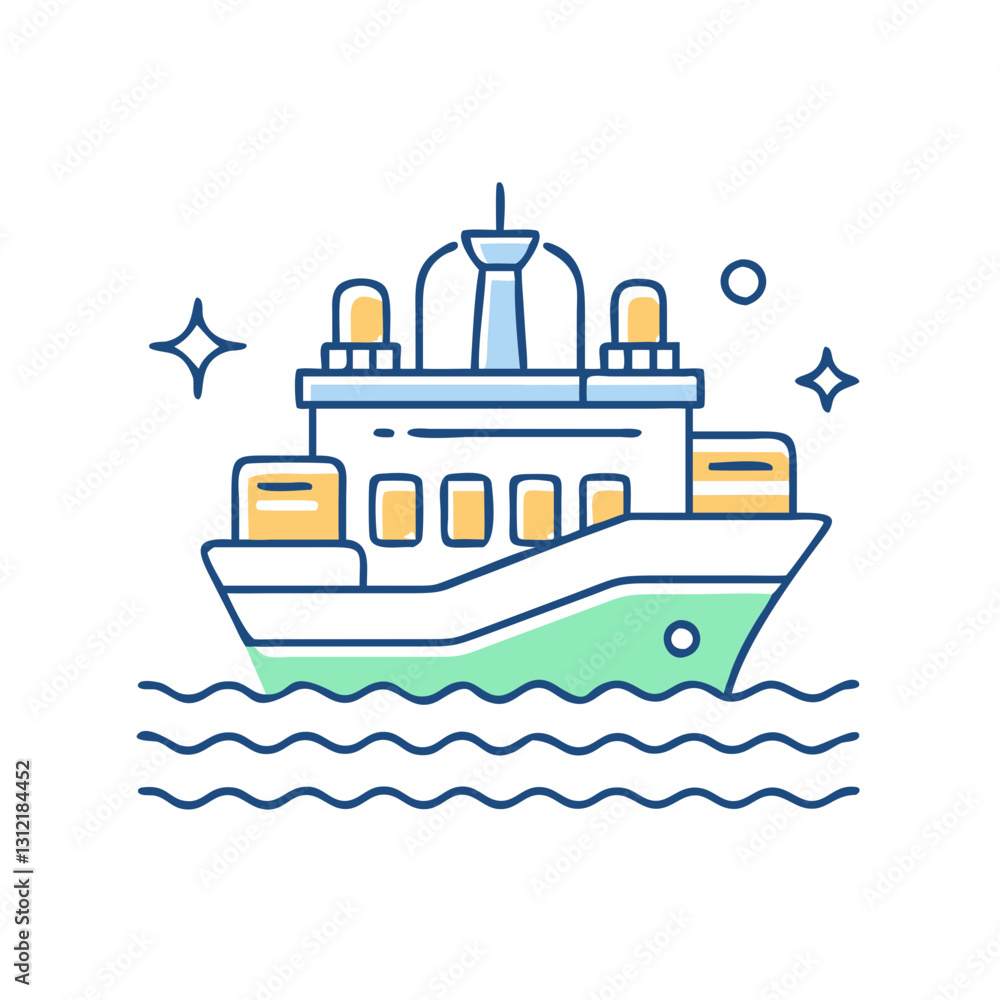 Ship icon, symbolizing sea travel, cargo shipping, and adventure Ship icon, symbolizing sea travel, cargo shipping, and adventure