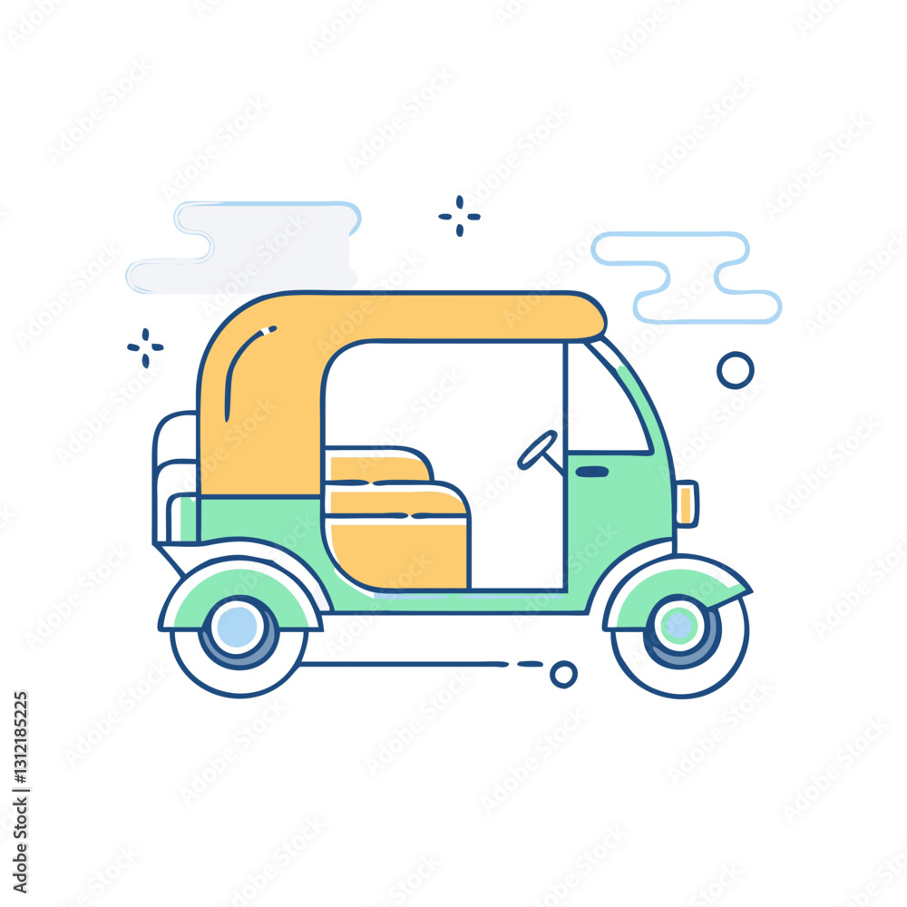 Fototapeta premium Tricycle taxi icon, symbolizing urban rides, exoticism, and convenience