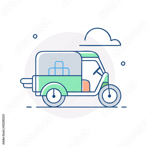 Tricycle taxi icon, symbolizing urban rides, exoticism, and convenience