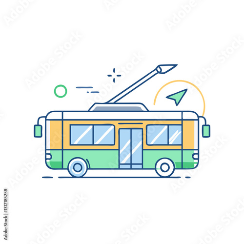 Trolleybus icon, symbolizing urban transport, eco-friendliness, and comfort