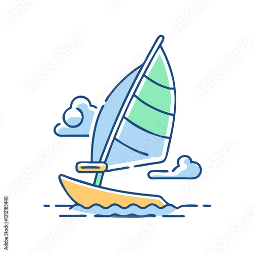 Windsurf board icon, symbolizing water adventures, speed, and sports