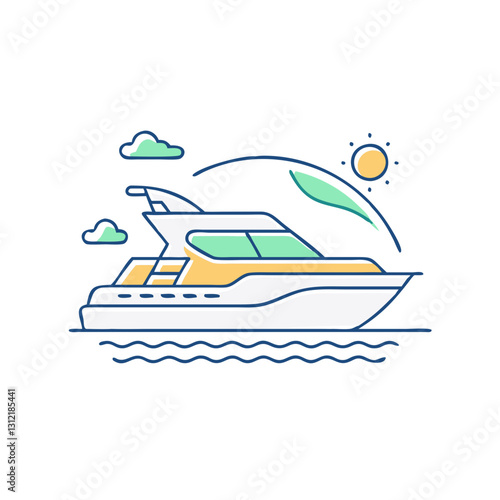 Yacht icon, symbolizing luxury, sea travel, and recreation