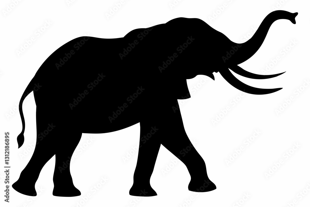 Obraz premium Black Silhouette of an Elephant - Vector Illustration for Logos, Stickers, and Designs