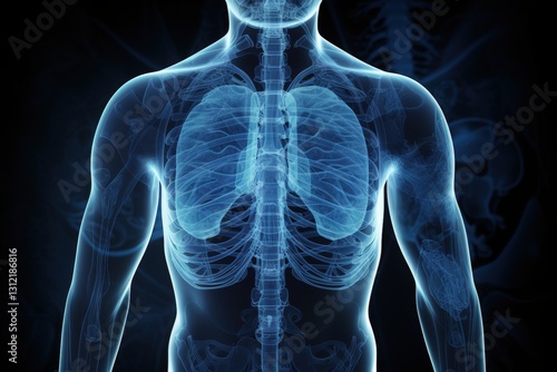 Wallpaper Mural High Resolution Sci-Fi Ray Depiction of Human Anatomy Focusing on Lungs and Ribcage Structure Torontodigital.ca