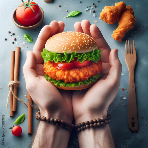 hamburger with vegetables