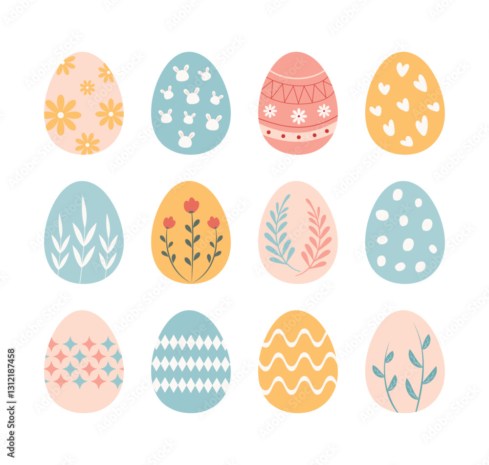 Set of varies design eggs flat design on white background. Set of varies design eggs flat design on white background.