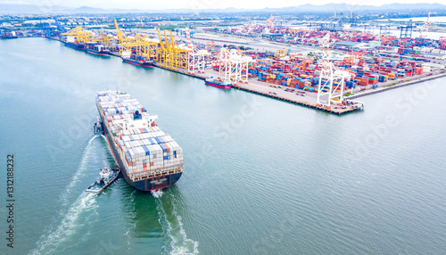 Container ships sail the seas carrying goods for sale all over the world.