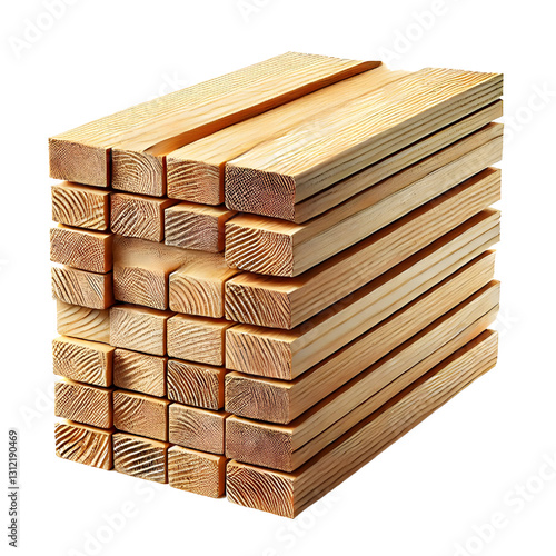 Isolated 2x4 wood boards isolated on white background