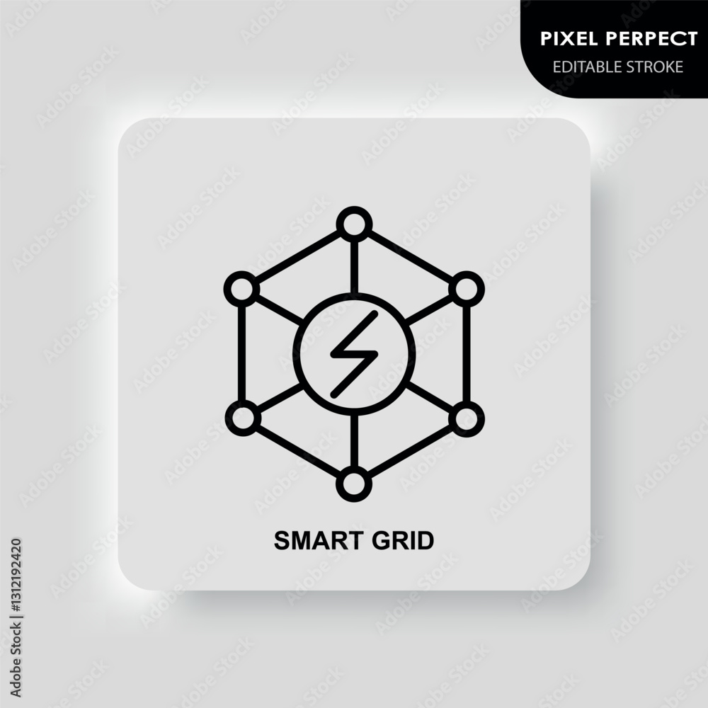 Smart Grid icon. Editable stroke. Vector illustration.
Smart Grid icon. Editable stroke. Vector illustration.