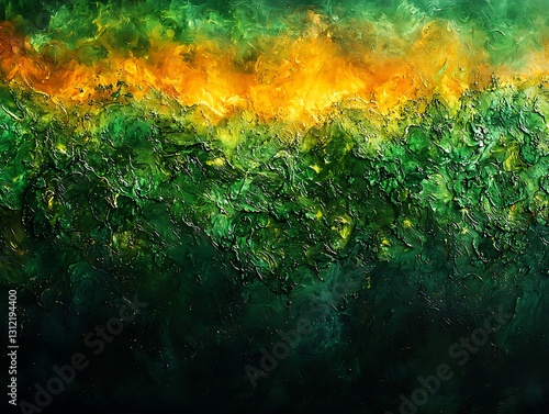 Wallpaper Mural Abstract Green Gold Landscape Painting. Torontodigital.ca