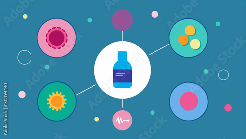 Therapeutic Ingredients A display showcasing exosomes alongside other beneficial ingredients like antioxidants emphasizing enhanced treatment for discoloration.