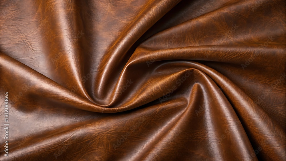 Close up of rich brown leather texture with soft folds and wrinkles. Close up of rich brown leather texture with soft folds and wrinkles.