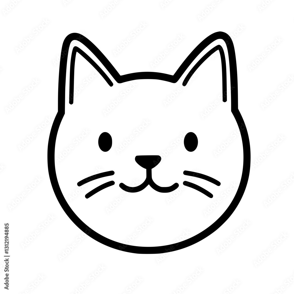 Minimalist Cat Face Vector Icon in Monochrome Style for Pet and Animal Design Projects Minimalist Cat Face Vector Icon in Monochrome Style for Pet and Animal Design Projects
