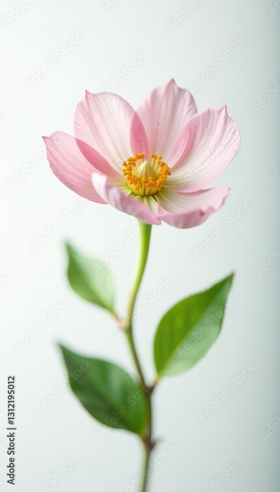 Single flower with delicate petals in white surroundings, detail, flowers, white Single flower with delicate petals in white surroundings, detail, flowers, white