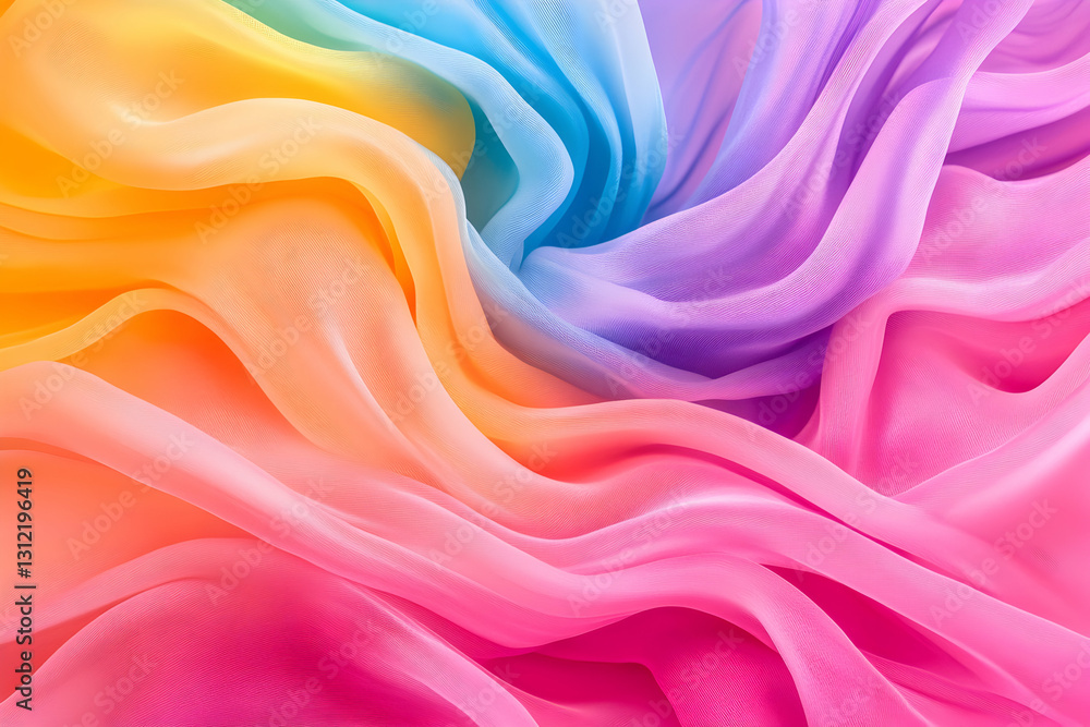 Obraz premium Colorful fabric with flowing, wavy textures