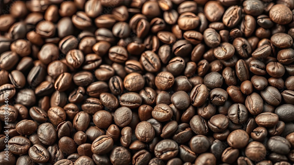 Fototapeta premium Roasted Coffee Beans Dark Brown Close Up Texture Background