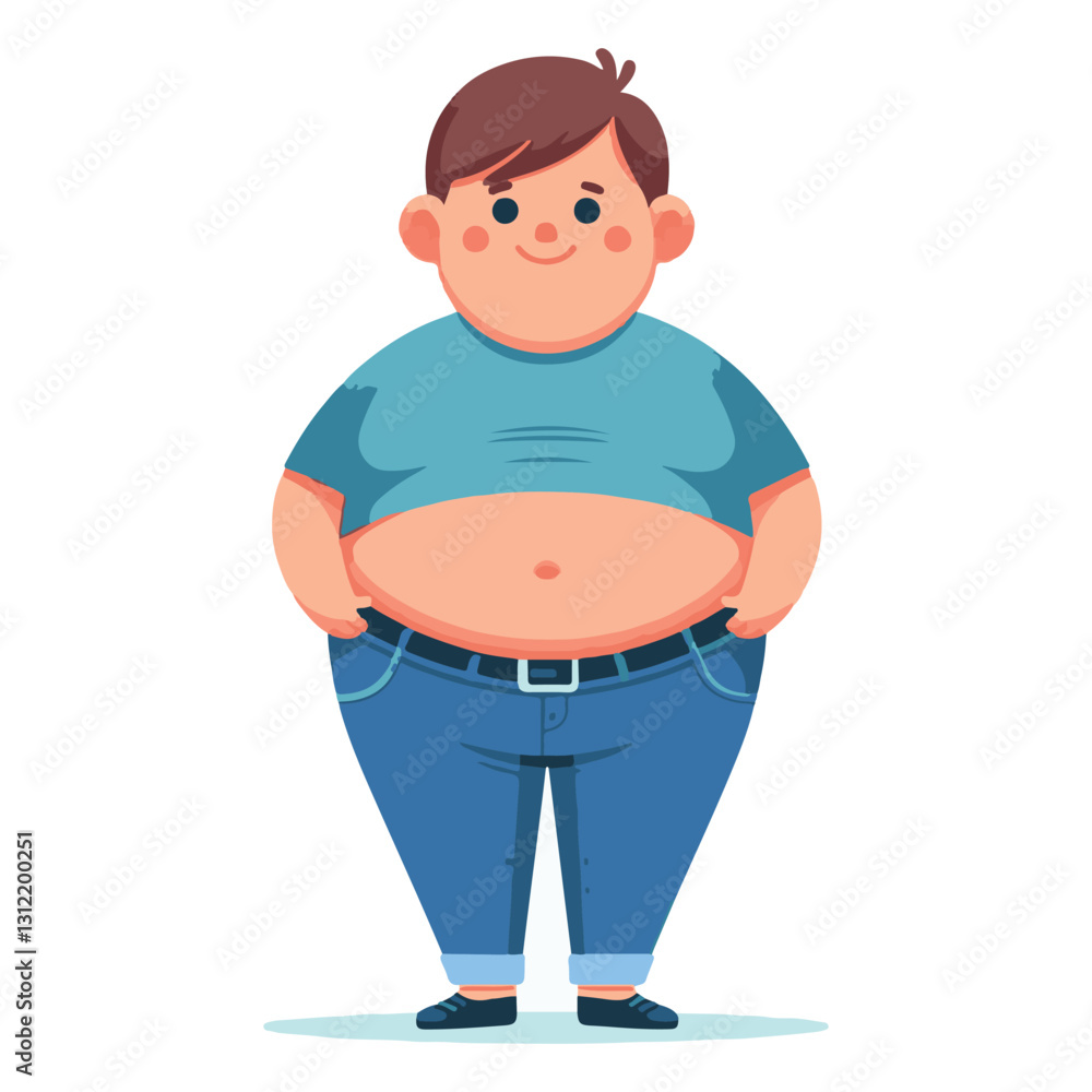 Illustration of Overweight Man Standing Showing Body Positivity Illustration of Overweight Man Standing Showing Body Positivity