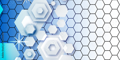 Aesthetic Harmonies in the Digital Age: An In-Depth Exploration of 3D Hexagonal Grids Against a Backdrop of colourfull Technological Landscapes