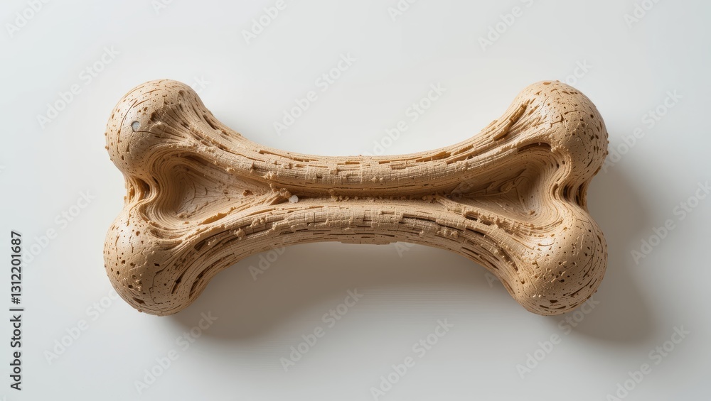 Fototapeta premium Natural Rubber Dog Chew Toy in Bone Shape on White Background for Pet Enjoyment and Playtime