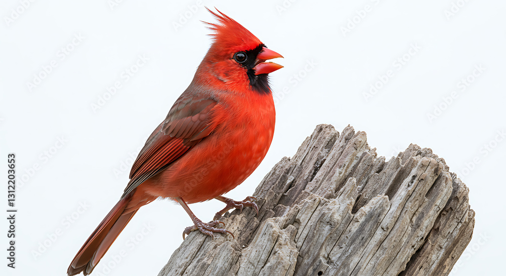 Vibrant Northern Cardinal on Weathered Wood A Stunning Wildlife Portrait Vibrant Northern Cardinal on Weathered Wood A Stunning Wildlife Portrait