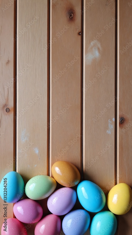Obraz premium Easter eggs on wooden background