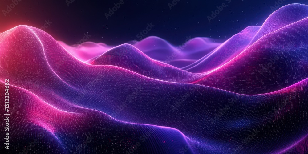 Vibrant abstract waves flowing through a dark space with glowing pink and purple hues during a digital art creation Vibrant abstract waves flowing through a dark space with glowing pink and purple hues during a digital art creation