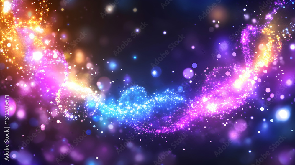 Obraz premium Colorful swirling galaxy with bokeh. Abstract, vibrant and dazzling