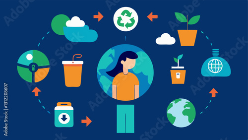 These descriptions can be transformed into engaging vector illustrations to visually represent aspects of the Zero Waste Movement.