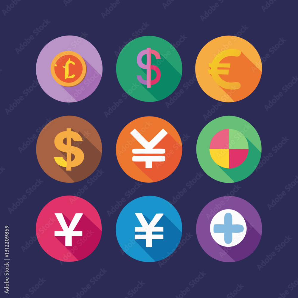 set of buttons with currency symbols icon vector set of buttons with currency symbols icon vector