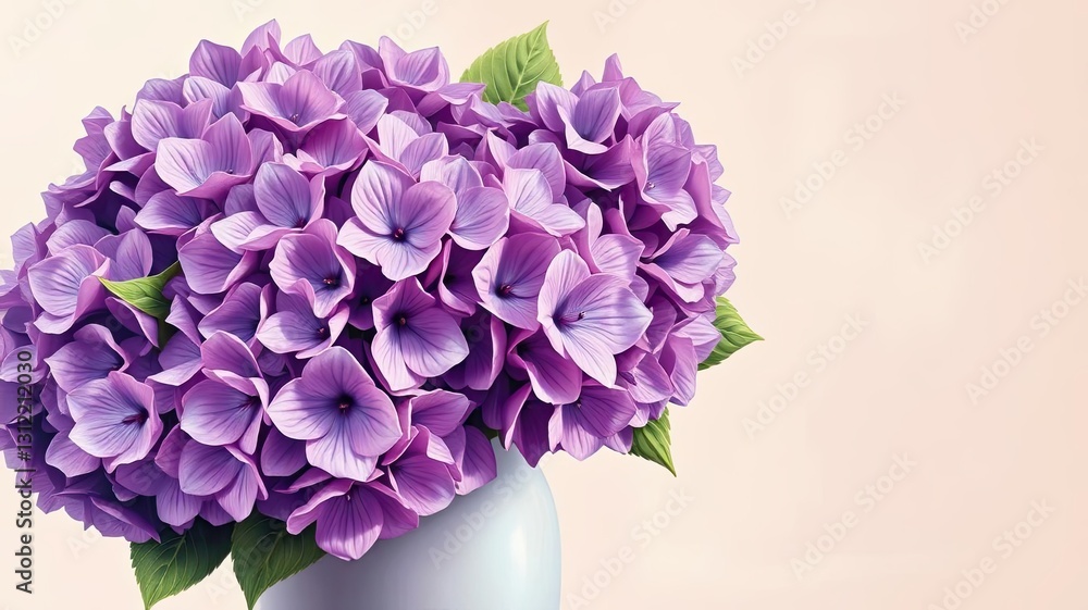 Obraz premium Stunning Purple Hydrangea Blooms in Vase Floral Still Life Spring Flowers