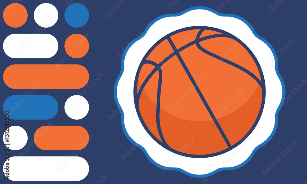 Fototapeta premium Ball for Basketball. Basketball design. Game Day. Basketball playoff in March. Sport party in United States. Final games of season tournament. Professional team championship. Sport poster. Vector