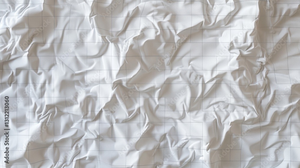 Obraz premium a hyper-realistic depiction of crumpled white paper with faint grid lines