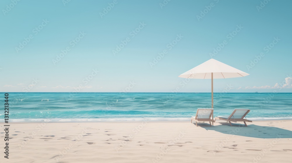 Fototapeta premium Clean and uncluttered view of a minimalist beach holiday scene
